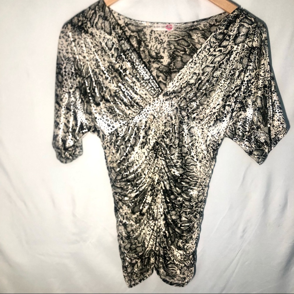 Snake Skin Ruffled Top - Medium